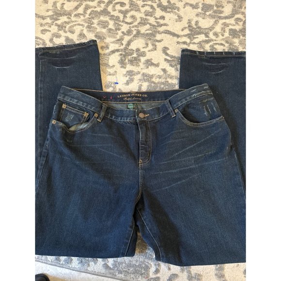 Ralph Lauren jeans dark wash slightly distressed size women's‎ 14 - Picture 1 of 9